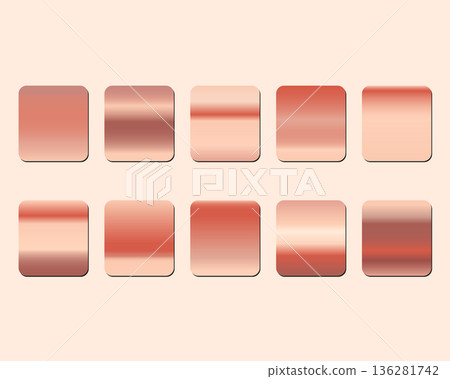 Metallic gradient collection with shiny rainbow hologram. Holographic foil texture, golden, yellow gradation. Vector set for frame, ribbon, border, other design 136281742