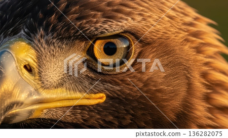 Extreme Close Up Of Golden Eagle Eye. AI Generated 136282075