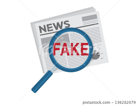 Find fake news with white background flat design vector illustration 136282079