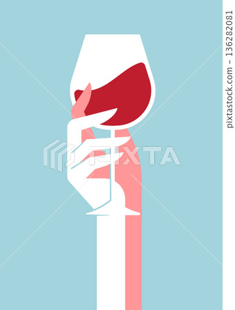 Hand holding a glass of wine vector stock illustration Hand holding a glass of wine vector stock illustration 136282081