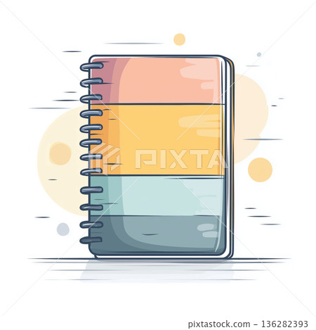 Minimalist Vector Watercolor Clipart of Spiral Notebook in Pastel Colors with Clean Lines and Soft Shadows Graphic Illustration Minimalist Vector Watercolor Clipart of Spiral Notebook in Pastel Colors with Clean Lines and Soft Shadows Graphic Illustration 136282393
