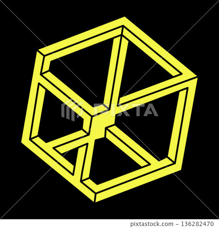Optical illusion objects. Impossible hexagon. Line design. Impossible shapes. Optical art. Escher paradox. Geometric figures. Optical illusion objects. Impossible hexagon. Line design. Impossible shapes. Optical art. Escher paradox. Geometric figures. 136282470