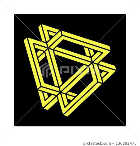 Optical illusion object. Geometry. Escher style. Impossible shapes logo design. Optical art figure. Optical illusion object. Geometry. Escher style. Impossible shapes logo design. Optical art figure. 136282473