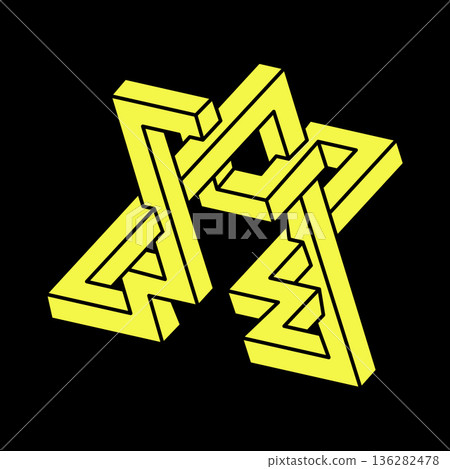 Optical illusion shapes. Optical art object. Escher paradox. Impossible figures. Geometry. Optical illusion shapes. Optical art object. Escher paradox. Impossible figures. Geometry. 136282478