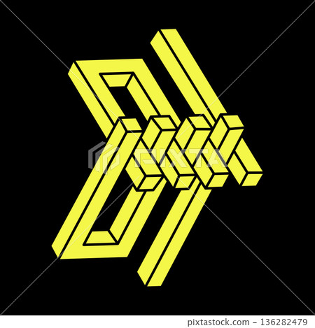 Optical illusion shapes. Optical art object. Impossible figures. Sacred geometry. Escher paradox.  136282479