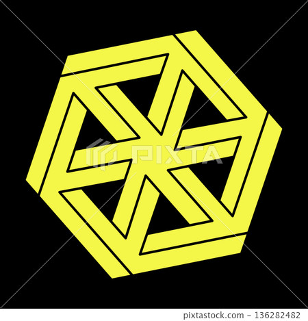 Optical illusion shapes. Escher paradox. Optical art object. Impossible figure. Geometry.  136282482