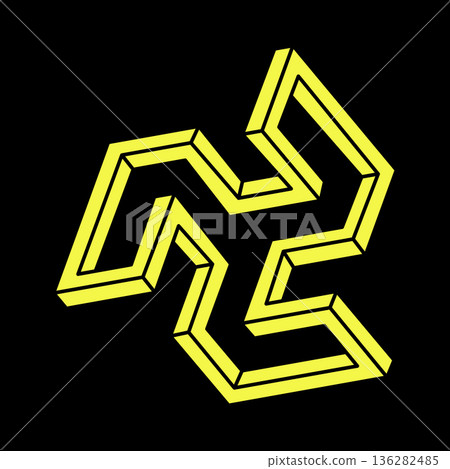 Impossible optical illusion shapes. Optical art object. Impossible figures. Sacred geometry. Escher paradox.  136282485