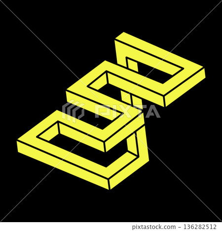 Optical illusion figures. Impossible objects. Line geometric shapes. Escher paradox.  136282512