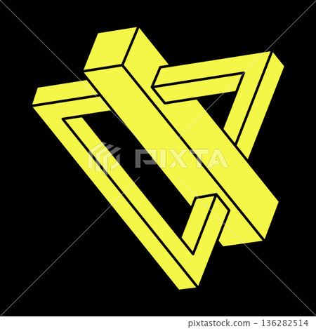 Optical illusion. Impossible shapes. Sacred geometry figure. Abstract eternal geometric objects. Impossible endless outline shapes. Optical art. Escher style. Optical illusion. Impossible shapes. Sacred geometry figure. Abstract eternal geometric objects. Impossible endless outline shapes. Optical art. Escher style. 136282514