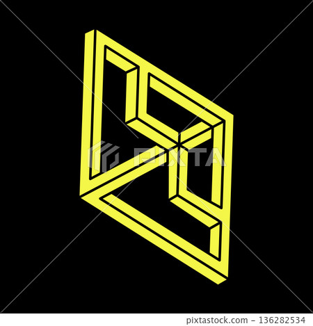 Optical illusion shapes. Optical art object. Impossible figures. Escher paradox. Geometry. Optical illusion shapes. Optical art object. Impossible figures. Escher paradox. Geometry. 136282534