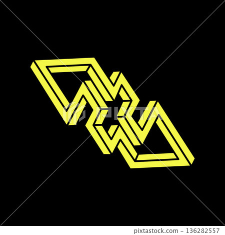 Optical illusion object. Impossible shapes logo design. Optical art. Sacred geometry figures. Escher style. Optical illusion object. Impossible shapes logo design. Optical art. Sacred geometry figures. Escher style. 136282557