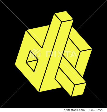 Optical illusion objects. Optical art. Impossible shapes logo design. Sacred geometry figures. Escher style.  136282559