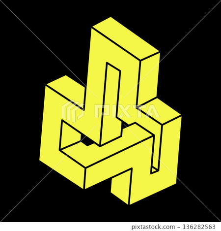 Optical illusion shapes. Optical art objects. Impossible figures. Line art. Geometry. Escher paradox. Optical illusion shapes. Optical art objects. Impossible figures. Line art. Geometry. Escher paradox. 136282563