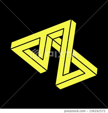 Optical illusion shapes. Escher paradox. Optical art. Impossible figures. Unreal geometric objects.  136282572