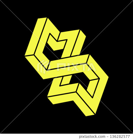 Optical illusion figure. Impossible objects. Line geometric shapes. Escher style. Optical illusion figure. Impossible objects. Line geometric shapes. Escher style. 136282577