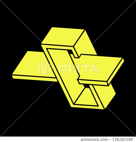 Optical illusion shapes. Optical art object. Impossible figures. Escher paradox. Unreal geometric objects. Optical illusion shapes. Optical art object. Impossible figures. Escher paradox. Unreal geometric objects. 136282589