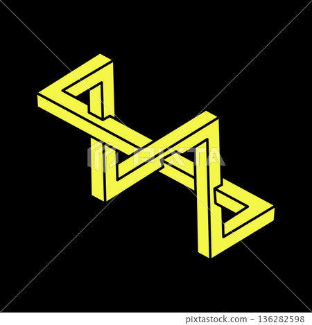 Optical illusion figure. Abstract eternal geometric object. Impossible endless outline. Line art. Optical art. Impossible geometry shapes. Escher style.  136282598