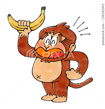 Monkey character holding a banana Monkey character holding a banana 136282941