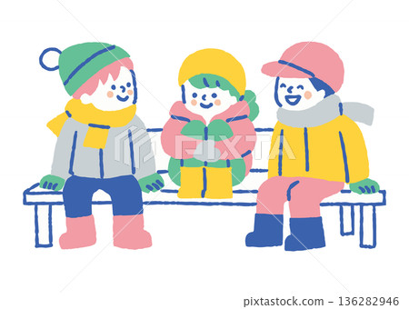 Children playing in the winter park_Color Children playing in the winter park_Color 136282946