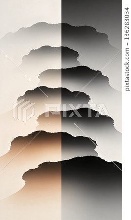 Abstract Symmetrical Mountain Ridge Gradient Background  136283034