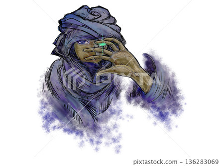 Covering face with palms 136283069