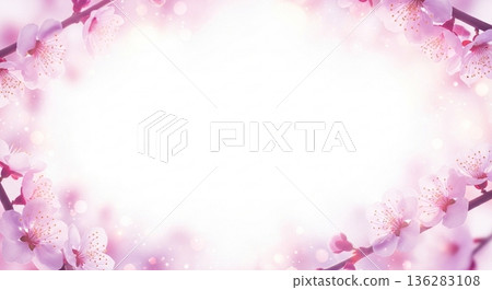 Cherry blossom petals and light background frame spring image Cherry blossom petals and light background frame spring image 136283108