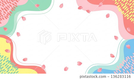 櫻花花瓣和柔和的淺色背景框 櫻花花瓣和柔和的淺色背景框 136283116