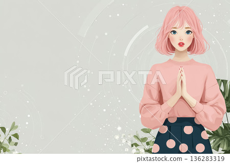 艾米系列：粉髮女子操作未來主義介面 | 人工智慧與數位科技影像 136283319