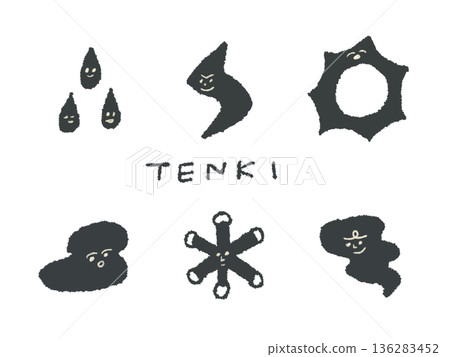 Expressive hand-drawn weather illustrations that can be used as icons or symbol marks in designs. Expressive hand-drawn weather illustrations that can be used as icons or symbol marks in designs. 136283452