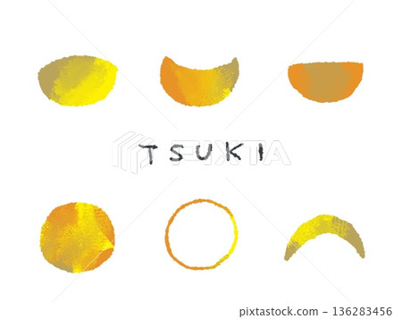 A colorful hand-drawn illustration of the moon that can be used as an icon or symbol mark in design. A colorful hand-drawn illustration of the moon that can be used as an icon or symbol mark in design. 136283456