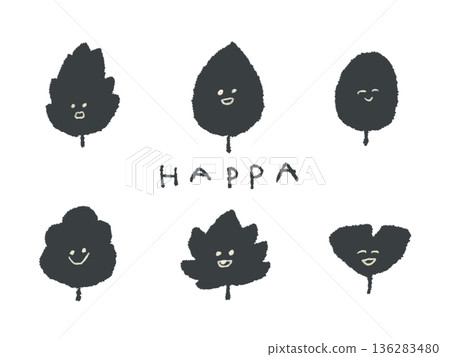Expressive hand-drawn leaf illustrations that can be used as icons or symbol marks in designs 136283480