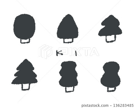 Hand-drawn illustrations and trees that are easy to use as icons and symbol marks when designing. Hand-drawn illustrations and trees that are easy to use as icons and symbol marks when designing. 136283485