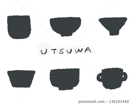 Hand-drawn illustrations and vessels that can be used as icons and symbol marks in designs 136283488