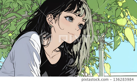 一位年輕的女商人隨意地和同事打招呼 136283984