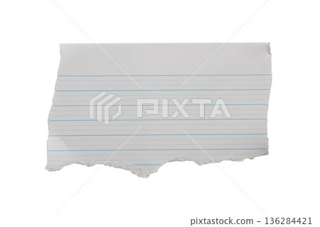 piece of lined paper tear isolated on white background piece of lined paper tear isolated on white background 136284421