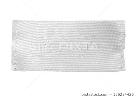 White blank clothing tag label isolated on white background 136284426