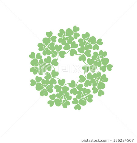 Hand-drawn circular frame of clovers 136284507