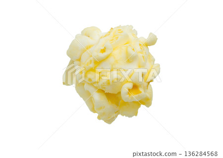 Tasty popcorn close up isolated on white background Tasty popcorn close up isolated on white background 136284568
