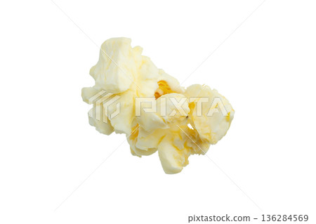Tasty popcorn close up isolated on white background Tasty popcorn close up isolated on white background 136284569