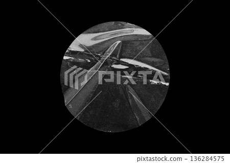 transparent adhesive round plastic sticker label isolated on black background transparent adhesive round plastic sticker label isolated on black background 136284575
