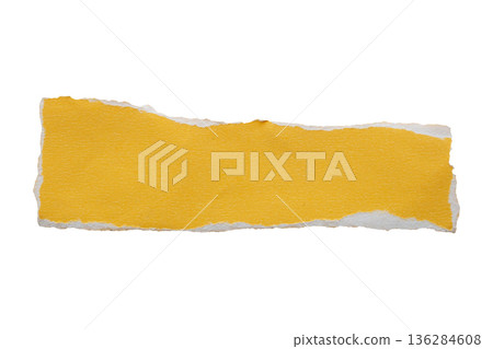 Yellow ripped paper torn edges strips isolated on white background 136284608
