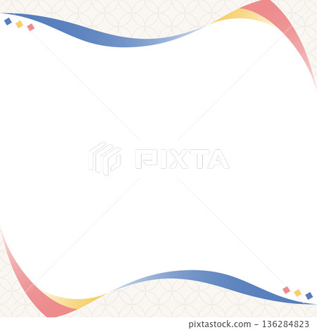 Curved simple design frame, Japanese style, Shippo pattern, background, square size 136284823