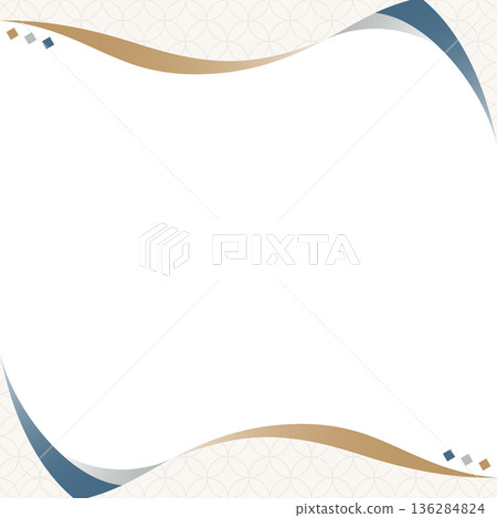 Curved simple design frame, Japanese style, Shippo pattern, background, square size 136284824