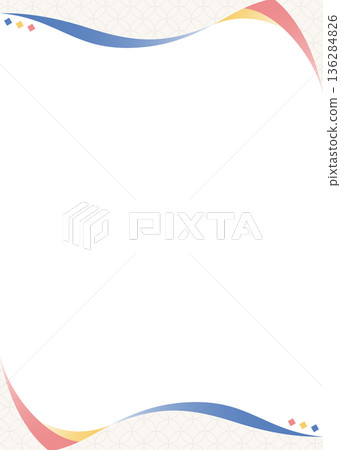 Simple design frame of curved lines, Japanese style, Shippo pattern, background, portrait orientation 136284826
