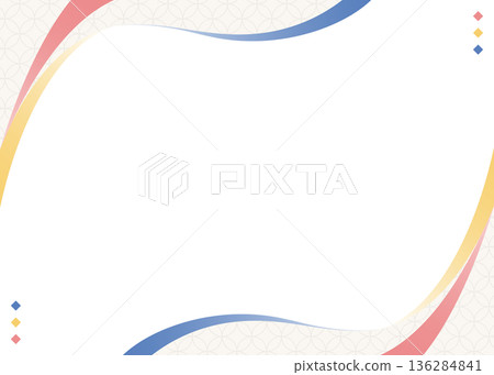 簡約弧形設計畫框，日式風格，七寶紋樣，背景 136284841