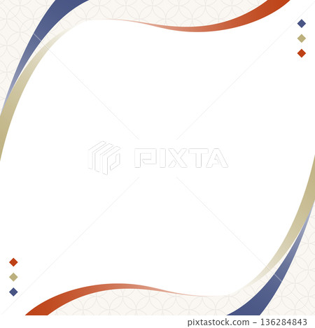 Curved simple design frame, Japanese style, Shippo pattern, background, square size 136284843