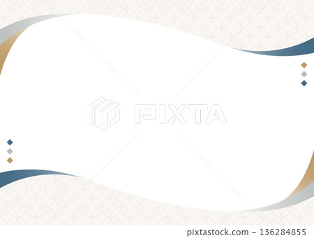 Curved simple design frame, Japanese style, Shippo pattern, background Curved simple design frame, Japanese style, Shippo pattern, background 136284855