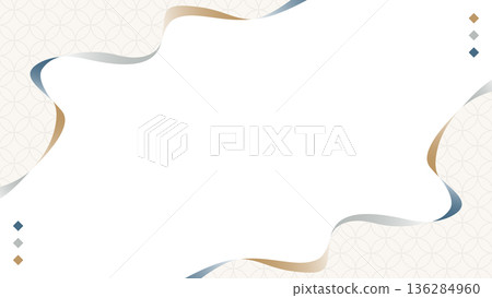 簡約弧形設計邊框，日式風格，七寶紋樣，背景，16:9 尺寸 136284960