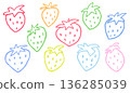 Colorful hand drawn strawberries 136285039