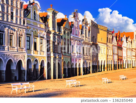 The beautiful cityscape of Telc, a world heritage site The beautiful cityscape of Telc, a world heritage site 136285040